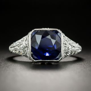 Art Deco 2.25 Carat No-Heat Sapphire and Diamond Ring - 2