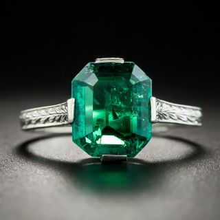 Art Deco 2.30 Carat Emerald Engagement Ring - 3