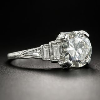Art Deco 2.45 Carat Diamond Platinum Engagement Ring - K VS2