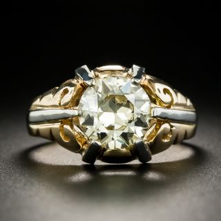 Art Deco 2.45 Carat Diamond Two-Tone Gypsy Ring - GIA - 2