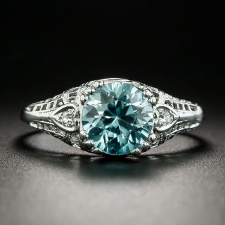 Art Deco 2.50 Carat Blue Zircon Ring - 2