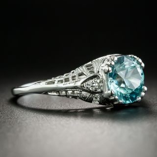 Art Deco 2.50 Carat Blue Zircon Ring