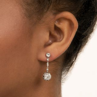 Art Deco 2.50 Carat Diamond Dangle Earrings 