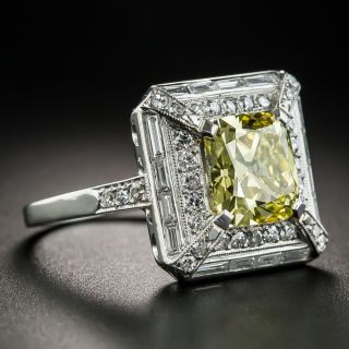 Art Deco 2.51 Fancy Intense Yellow Diamond Ring - GIA