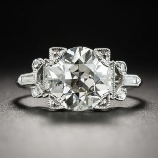 Art Deco 2.70 Carat Diamond Platinum Engagement Ring GIA - K VS2  - 1