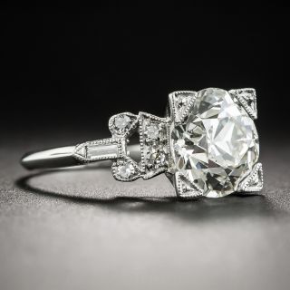 Art Deco 2.67 Carat Diamond Platinum Engagement Ring GIA - K VS2 