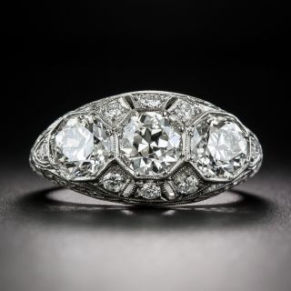 Art Deco 2.70 Total Carat Three-Stone Diamond Ring - GIA  - 3