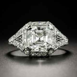 Art Deco 2.85 Carat Asscher-Cut Diamond Engagement Ring by Birks - GIA I VS1 - 2