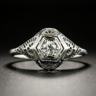 Art Deco .20 Carat Diamond Filigree Engagement Ring - 1