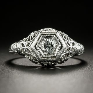 Art Deco .21 Carat Diamond Engagement Ring By Peacock - 2