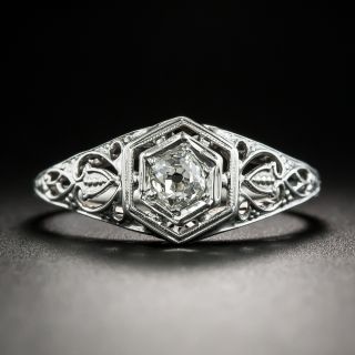 Art Deco .25 Carat Diamond Solitaire Engagement Ring - 2
