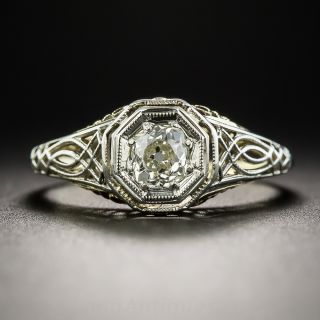 Art Deco .27 Carat Diamond Two-Tone Solitaire Engagement Ring