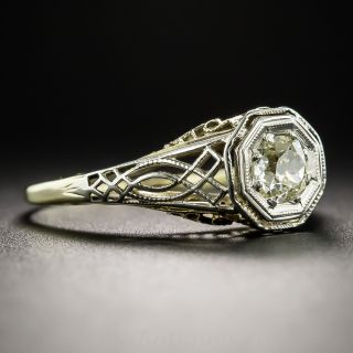 Art Deco .27 Carat Diamond Two-Tone Solitaire Engagement Ring