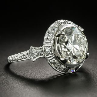 Art Deco 3.05 Carat Diamond Platinum Engagement Ring - GIA