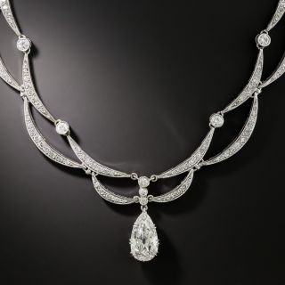 Art Deco 3.09 Carat Pear-Shaped Drop Diamond Necklace  - GIA  H SI2 - 2