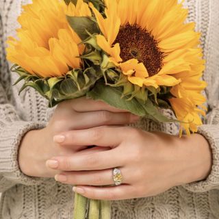 Art Deco 3.15 Carat Fancy Intense Yellow Hexagonal Diamond Ring - GIA 