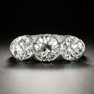 Art Deco 3.15 Carat Total Weight Three-Stone Diamond Ring - GIA - 3