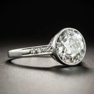 Art Deco 3.17 Carat Diamond Platinum Engagement Ring - GIA L VS2
