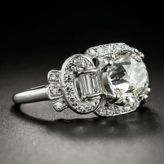 Art Deco 3.17 Carat Platinum Diamond Ring - GIA M VS1