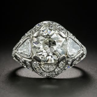 Art Deco 3.19 Carat Diamond Platinum Engagement Ring - GIA M VS2 - 2
