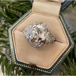 Art Deco 3.19 Carat Diamond Platinum Engagement Ring - GIA M VS2