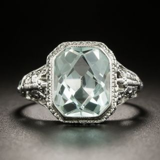 Art Deco 3.20 Carat Aquamarine Ring - 2