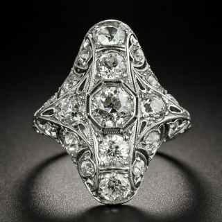 Art Deco 3.25 Carat Total Weight Diamond Dinner Ring - 2