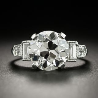 Art Deco 3.29 Carat Diamond Platinum Engagement Ring - GIA L VVS1 - 2