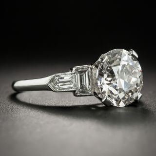 Art Deco 3.29 Carat Diamond Platinum Engagement Ring - GIA L VVS1