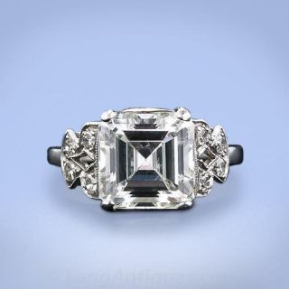Art Deco 3.75 ct. Asscher Cut Diamond and Platinum Ring