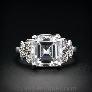 Art Deco 3.75 ct. Asscher Cut Diamond and Platinum Ring