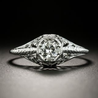 Art Deco .30 Carat Diamond Solitaire Engagement Ring - 3