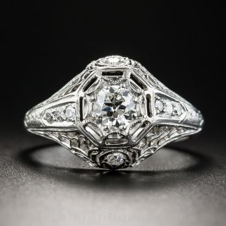 Art Deco .32 Carat Center Platinum Diamond Ring