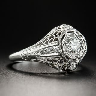Art Deco .32 Carat Center Platinum Diamond Ring