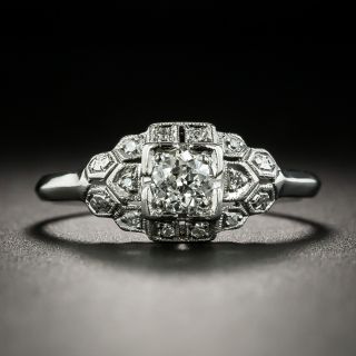 Art Deco .32 Carat Diamond Platinum Engagement Ring - 2