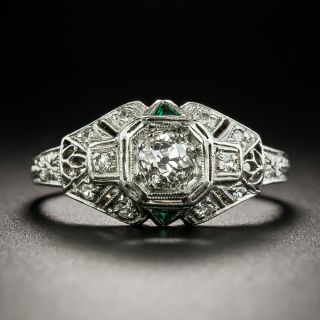 Art Deco .33 Carat Diamond Engagement Ring - 3