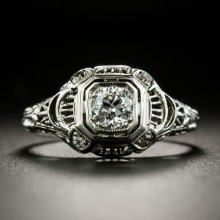 Art Deco .33 Carat Diamond Filigree Ring - 1