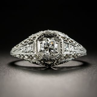 Art Deco .33 Carat Diamond Platinum Engagement Ring - 1