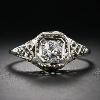 Art Deco .33 Carat Filigree Diamond Ring