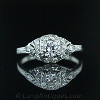 Art Deco .34 Carat Diamond Engagement Ring Main View