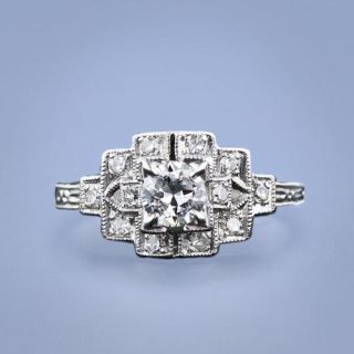 Art Deco .35 Carat Diamond Engagement Ring 