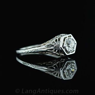 Art Deco .35 Carat Diamond Engagement Ring