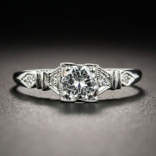 Art Deco .35 Carat  Diamond Platinum Engagement Ring  - 1