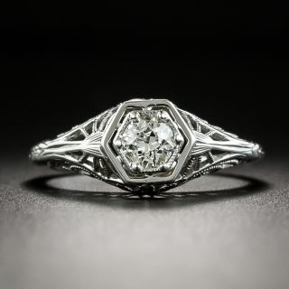 Art Deco .35 Carat Diamond Solitaire Engagement Ring - 2