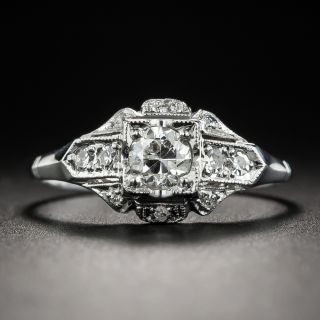 Art Deco .36 Carat Diamond Platinum Engagement Ring - 1