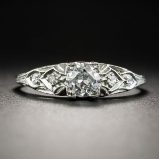 Art Deco .38 Carat Platinum Diamond Engagement Ring