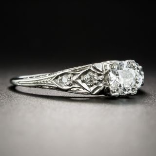 Art Deco .38 Carat Platinum Diamond Engagement Ring