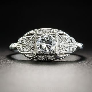 Art Deco .38 Carat Platinum Diamond Engagement Ring