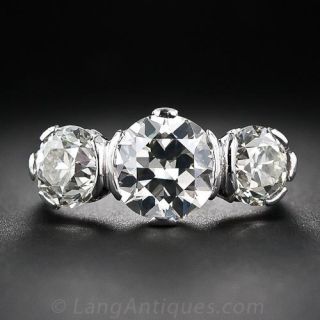 Art Deco 4.10 Carats Diamond Three-Stone Ring - GIA - 1