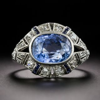 Art Deco 4.50 Carat No-Heat Burma Sapphire and Diamond Ring - 3